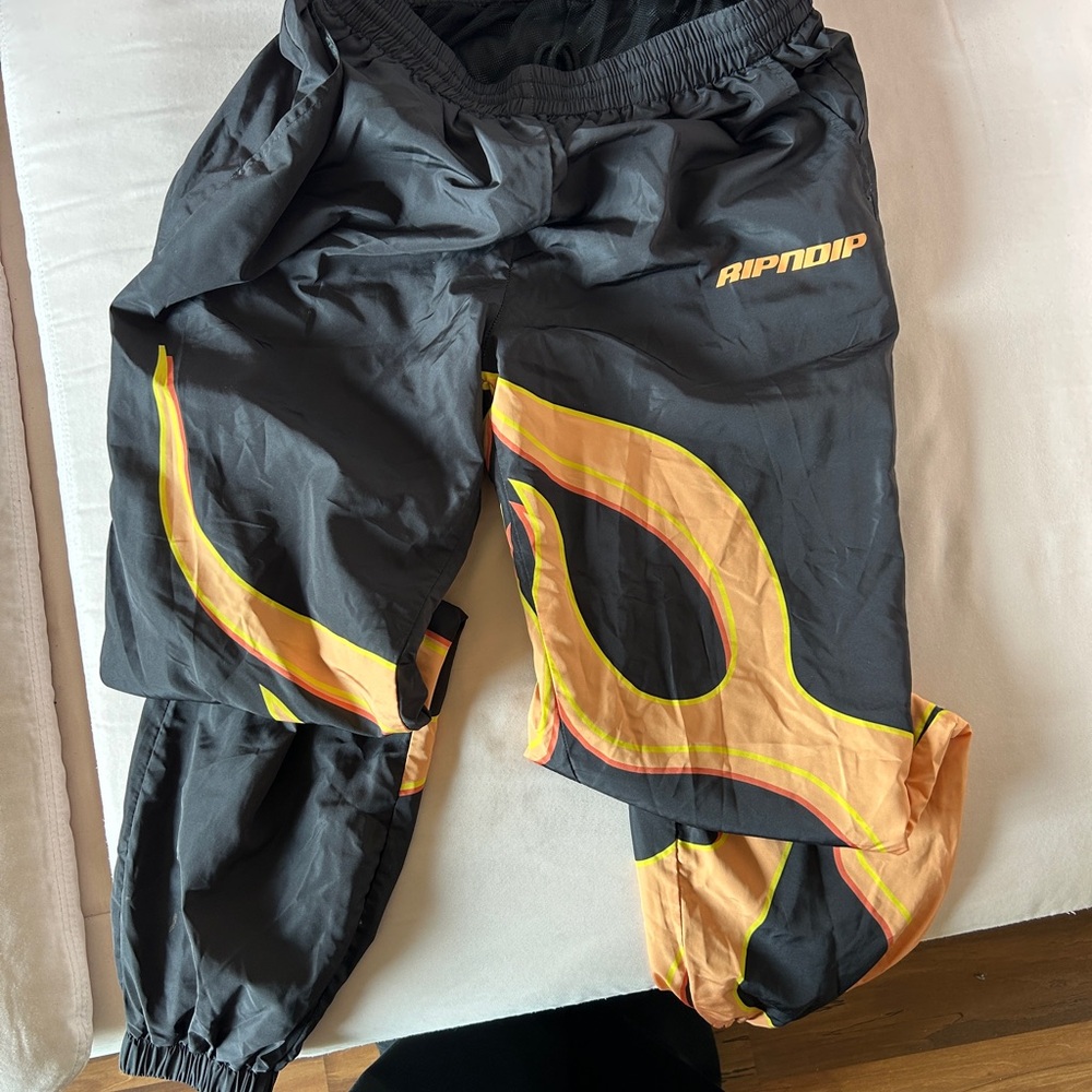RIPNDIP Flame Jogger Pants - Black and Orange